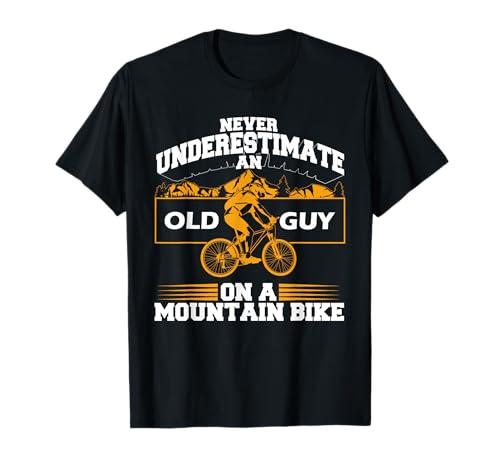 Funny Old Biker Mountain Bike T-Shirt for Men