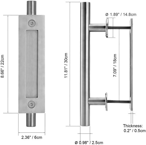 Milcasa Products Interior Barn Door Pull Handle Set, Silver