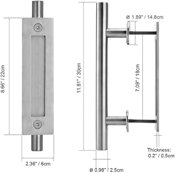 Milcasa Products Interior Barn Door Pull Handle Set, Silver