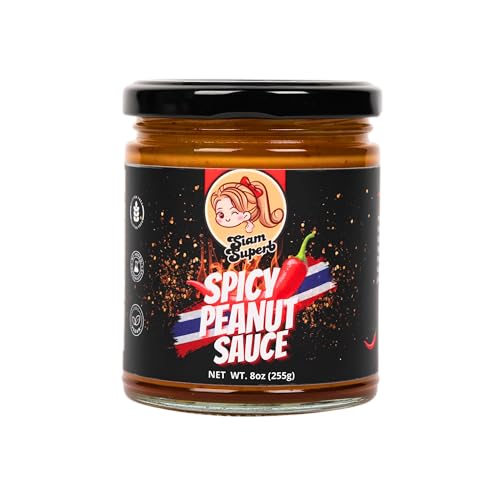 Spicy Peanut Sauce - Perfect for Noodles, Meats, Rice Seasoning, Dipping, All Purpose Seasoning and Stir Fry Sauce, Marinade, NON GMO, Gluten Free, Vegan and Dairy Free, 9 fl oz
