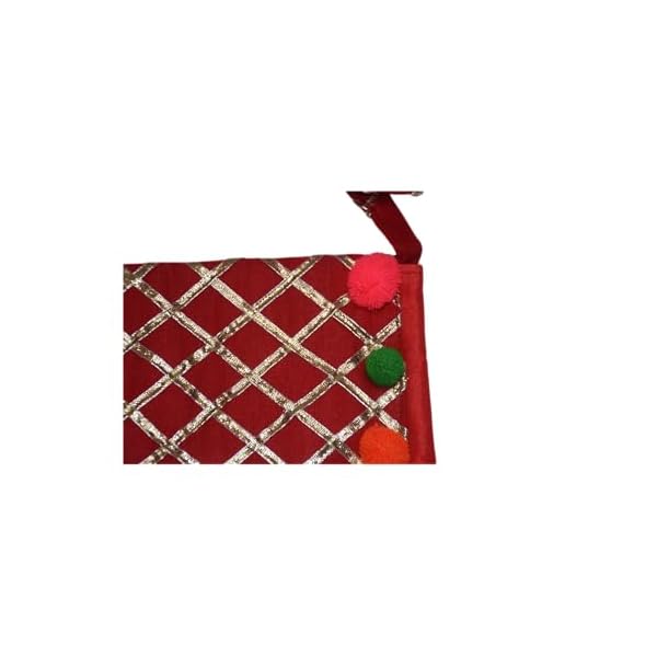 Women's Rajasthani Style Silk Potli Gota Patti Handbag, Potlis Drawstring Hand-Carry Valentine Gift - Image 5