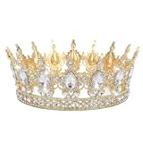 Couronne Femme Dorée – Couronne Reine en Cristal pour Anniversaire, Costume de Fête, Accessoire Élégant pour Célébration (Blanc)