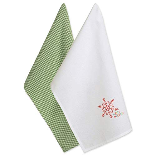 Image of DII Christmas Tea Towels Decorative Kitchen Dish Towel Set, 18x28, Happy Holidays, 2 Piece