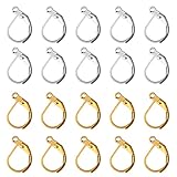 TOAOB 200pcs French Earring Hooks Leverback Ear Wire 10x15mm Silver and Gold Plated Metal Brass Hypoallergenic Earring Supplies Jewelry Making Findings