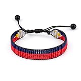Philippines Flag Beaded Bracelet, Adjustable, Boho Style Rope Bracelet for Women, Men, Thread String