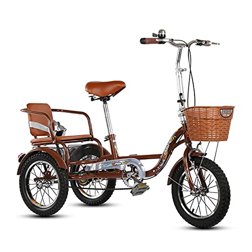 Adult Pedal Tricycle A Two-Seater Cruiser 3-Wheel Bicycle That Can Carry People A 14-Inch Small Single-Speed Tricycle for The Elderly with A Shopping Basket Suitable for Men and Women The Elderl