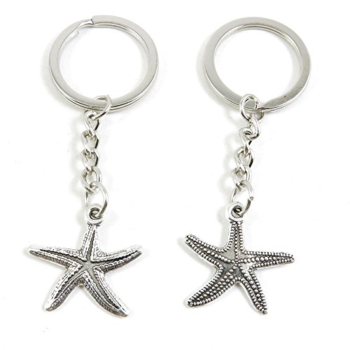 50 x Keychain Keyring Key Ring Chain Jewelry Findings Q4EH3 Starfish Sea Star