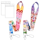 Babymiu Cartoon Princess Kids Lanyard with ID Holder（2 Pack） for Key String Wallet. Anime Cute Accessories Decor Gifts Merch Party Supplies Keychain Card Stocking Filler for Teens Teacher Office.