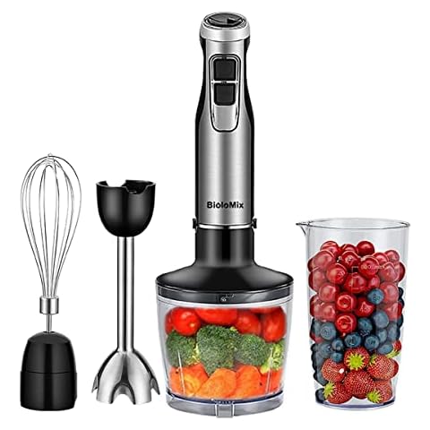 Biolomix Stabmixer aus Edelstahl,1200-Watt-Set,6 Geschwindigkeiten Cover