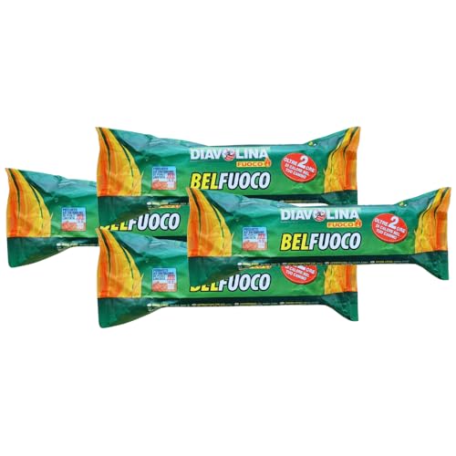 ACCENDIFUOCO BELFUOCO. Oltre 2 ore di calore nel tuo camino. Prodotto ad emissione di fumo limitata. (4 Unità).