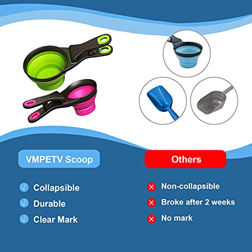 Vmpetv 3-In-1 Dog Food Scoop With Bag Clip And Measuring Cup, Collapsible Pet Food Scoop For Cats, Dogs, And Small Pets - Cat Food Scoop Dog Food Scooper For Containers Green 1/2 Cup #TOP4