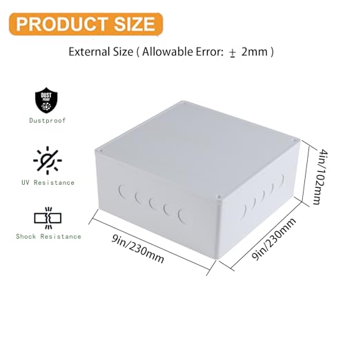 9" x 9" x 4" Junction Box with Pre Molded 3/4" & 1" Punch in Holes Electrical Boxes Waterproof Project Junction Conduit Box for Electrical Enclosure Outdoor by Anpugaolao - Image 2