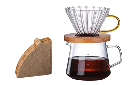 Gugrida 400ml 600ml コーヒーサーバー ドリップコーヒーサーバー ハンドドリップコーヒーサーバー 耐熱、耐寒性 高ホウ素シリカガラス材料 無毒、無味 (600ml, 透明)