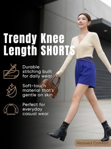 Image of GRECIILOOKS Women's Western Shorts - Trendy Knee Length Casual Bottoms | Relaxed Fit Summer Shorts for Girls & Women (Available in Plus Size)