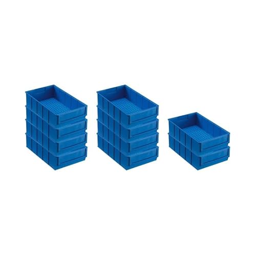 SparSet 10x Blaue Industriebox 300 B | HxBxT 8,1x18,3x30cm | 3,4 Liter | Sichtlagerkasten, Sortimentskasten, Sortimentsbox, Kleinteilebox