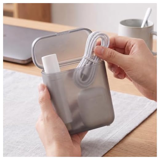 1Pcs Portable Cable Organizer Box, Translucent Case for Earbuds Chargers