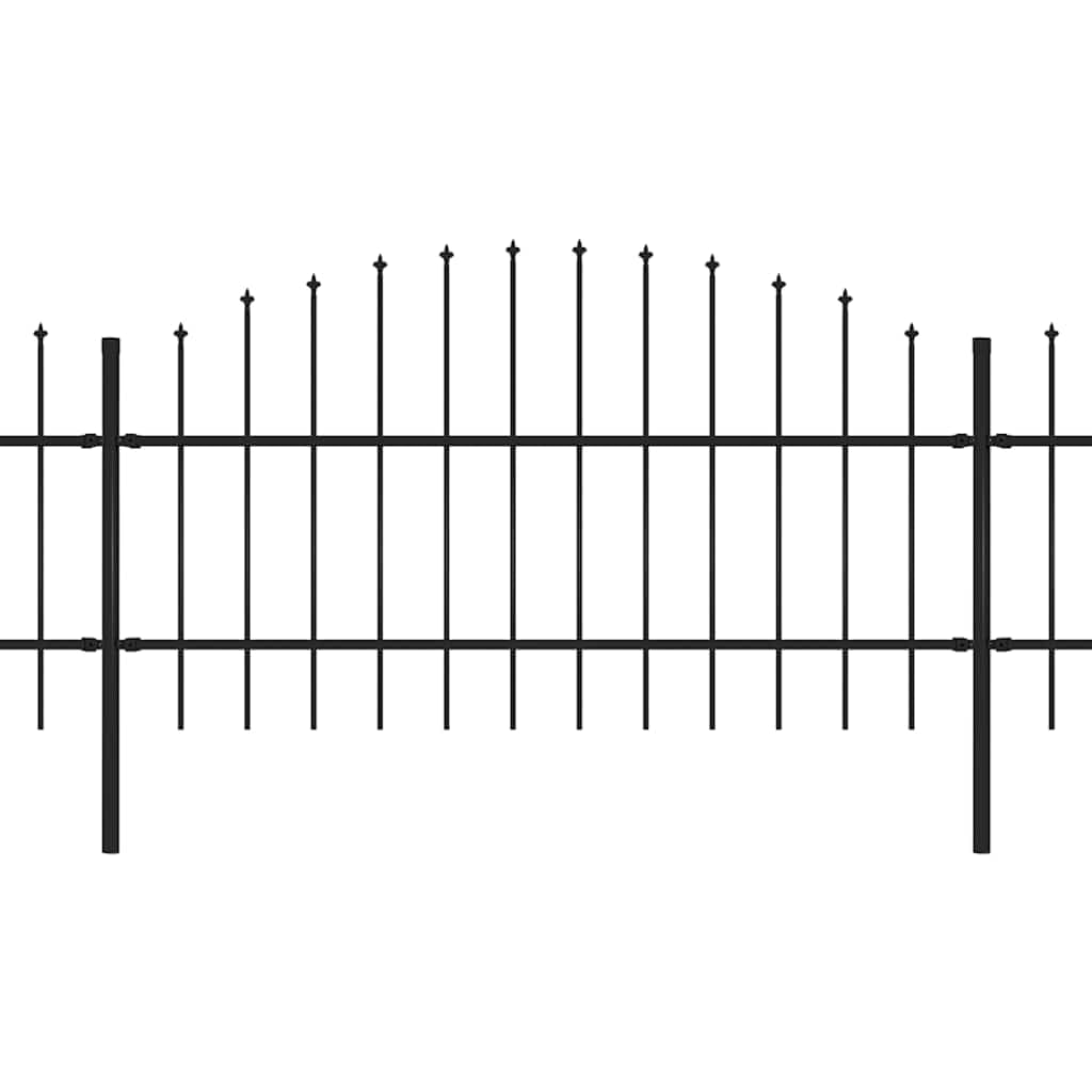 Steel Garden Fence with Spear Top 1070x100 cm Black Heavy Duty Outdoor Security Barrier Privacy Panel Set 6 Panels 7 Posts 10.2m for Yard Driveway Patio Boundary