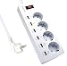 Produktbild Ewent EW3937 4 Fach schaltbare Steckdosenleiste mit 6 (5V/6A) feuerfeste Mehrfachsteckdosen mit USB Ladefunktion für Smartphones Tablets, 3680W / 250V, Weiß, 3680 W, 250 V