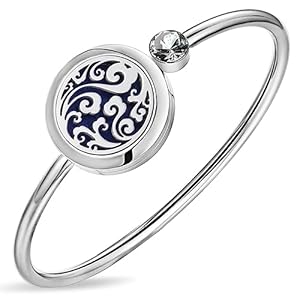 Birthday Gifts for Women-Essential Oil Diffuser Bracelet- Aromatherapy Bracelet Jewelry Stainless Steel Band with 10pcs Refill Pads XL101-2