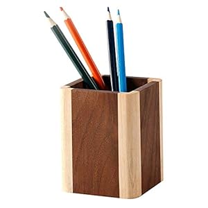 Wood Desk Pen Holder Pencil Organizer Desktop Office Pencils Stand Holder Simple