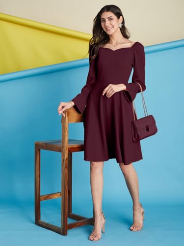 Image of Selvia Western Lycra Plain One Piece Fit & Flare