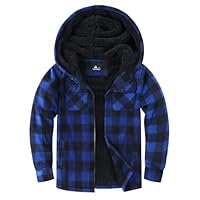 JACKETOWN Boys Fleece Jacket Kids Winter Warm Zipper Hoodie Plaid Sherpa Lined Sweatshirt Casual Hoodie for Boys Girls Age 6-15 Years