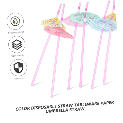 Pitillos desechables con sombrilla 24 cm 50 piezas coloridos miniatura 4