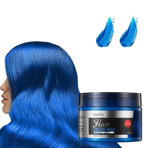 Cera temporal para el cabello, tinte de pelo unisex, tinte temporal, color de pelo temporal, color de pelo temporal, color de pelo temporal, color de cera temporal para cosplay y Halloween (azul, 120