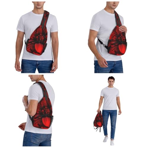 Bolso cruzado negro con flor roja para hombre y mujer miniatura 7
