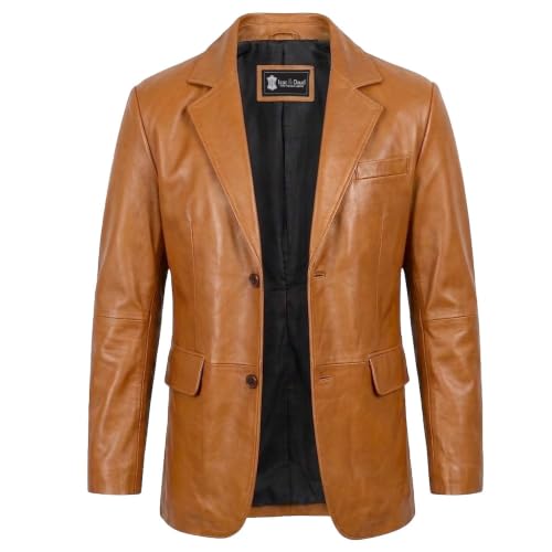 Image of Isaac & David Chicago Lambskin Genuine Casual Wear Leather Blazer Sport Coat Classic Button Closure for Men 2 Button Coat