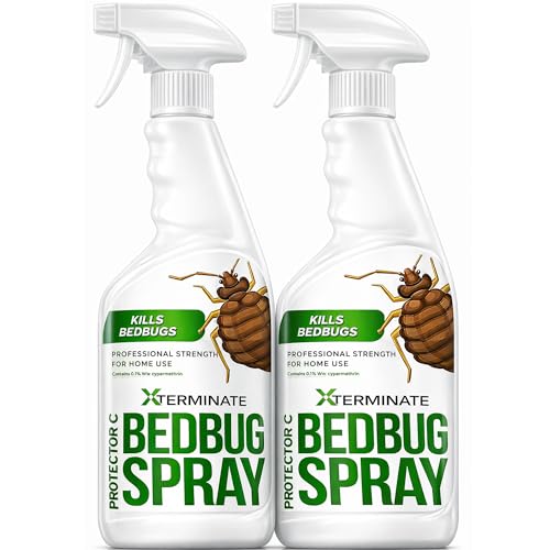 Xterminate Bed Bug Killer Spray 2L Used By Professionals HSE Approved High Strength Low Toxicity Contains Cypermethrin Bedrooms Mattresses Carpets Furniture Kills Bugs 1L Pack of 2 Clear