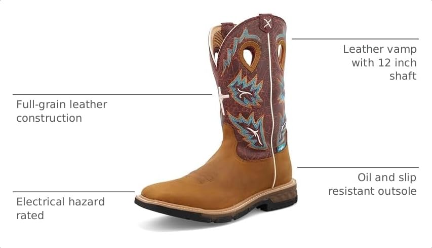 Image of Twisted X mens 12 inch Pull on Soft Toe Western Work Boot