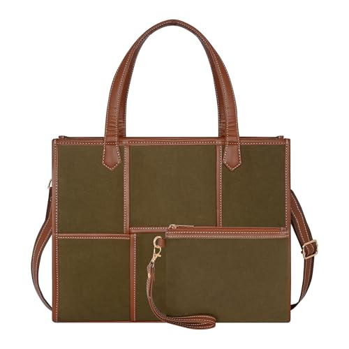 Image of Womanix Canvas Laptop Bag, 14 inch Laptop Bag, Work Shoulder Bag, Casual Briefcase, Handbag for Travel, Office, College With Long Adjustable Strap
