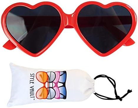 Style Vault Kd3141 BABY Infant Toddlers Age 0-36 months Heart Sunglasses unisex (Red, uv400)