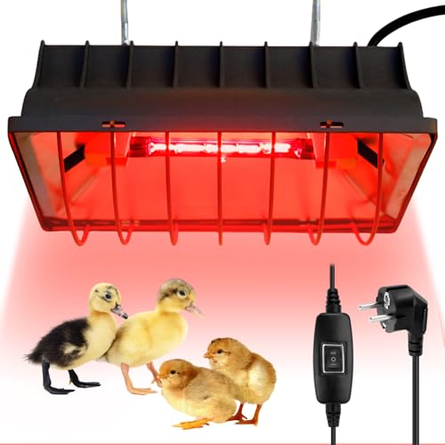Lámpara de calor con diseño de animales, lámpara de luz roja, lámpara de calor de 175 W, para pollos, lámpara de infrarrojos, lámpara de calor, con interruptor de ahorro, lámpara de muleta para
