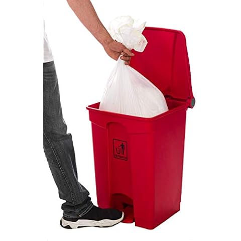 Curvaso HQ PREMIUM RED 45L PEDAL STEP ON WASTE DISPOSAL BIN COMMERCIAL PRODUCTS MEDICAL KITCHEN PLASTIC PROFESSIONAL RECYCLE RECYCLING FOOD CLINICAL MULTI PURPOSE INDOOR OUTDOOR Cover