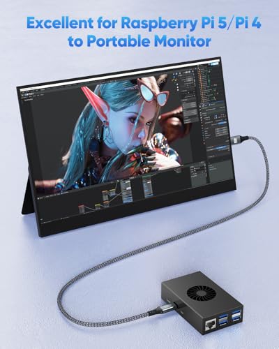 Image of 4K Micro HDMI to Mini HDMI Cable 3.3FT for Raspberry Pi 5 /4 Camera to Portable Monitor, High Speed Mini HDMI Type C Male to Micro HDMI Type D Male Cable Braided Cord 4K@60Hz, 2K, 1080P, 3D