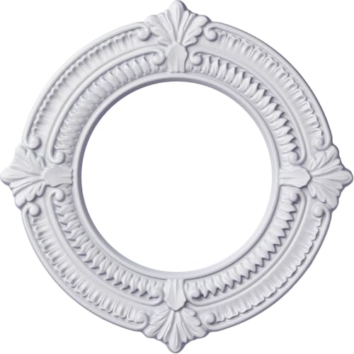 Image of Ekena Millwork CM11BN Benson Ceiling Medallion, 11 1 /8 inchOD x 6 1 /8 inchID x 5 /8 inchP, Factory Primed