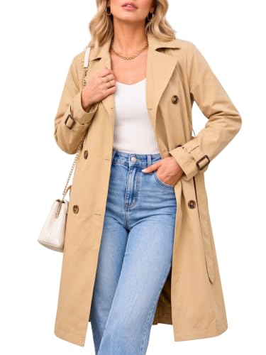 Steve Madden Women's Long Oversized Lapel Trench Coat, Fall Trench Jacket