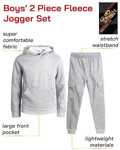 Image of Quad Seven Boys Sweat Suit Set - 2 Piece Soft Fleece Pullover Hoodies and Athletic Cargo Jogger Sweatpants for Boys (5-18)