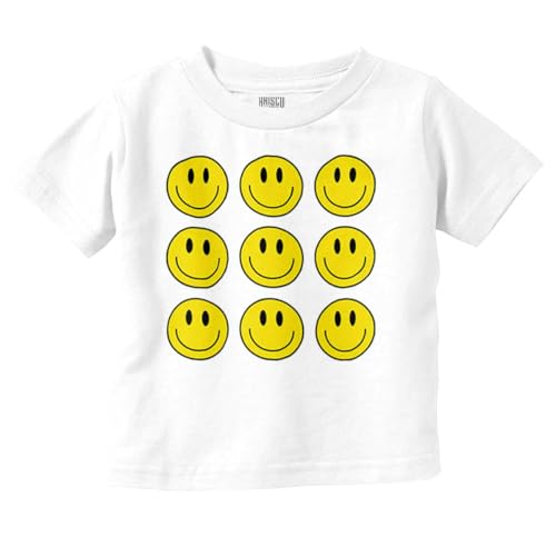 Brisco Brands Positive Happy Faces Smile Emoticons Toddler Baby Graphic T Shirt