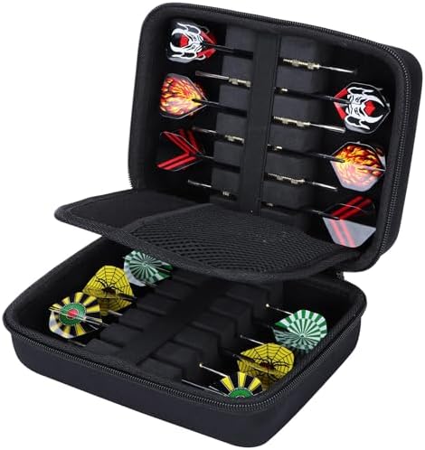 Lebakort Hard Case Compatible with 12 Pcs Steel Tip or Soft Tip Darts Set, Storage Holder Fits for Dart Tips Shafts Flights and Accessories (Case for 12pcs Darts)