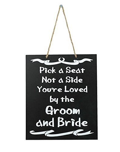 JennyGems Wedding Signs - Pick A Seat Not A Side You're Loved By The Groom and Bride - Wedding Ceremony and Reception Sign for Seating Guests - Wood Wedding Directional Decorations