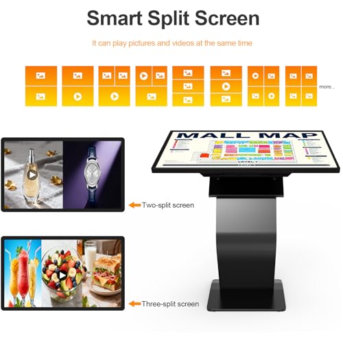 Image of 32 inch Touch Screen Kiosk, 10pt PCAP Touch Screen Digital Signage, Plug&Play K-Style Indoor Digital Signage, Interactive LCD Display Signage, CMS /U-Disk Publish Content, Split Screen, Android 11