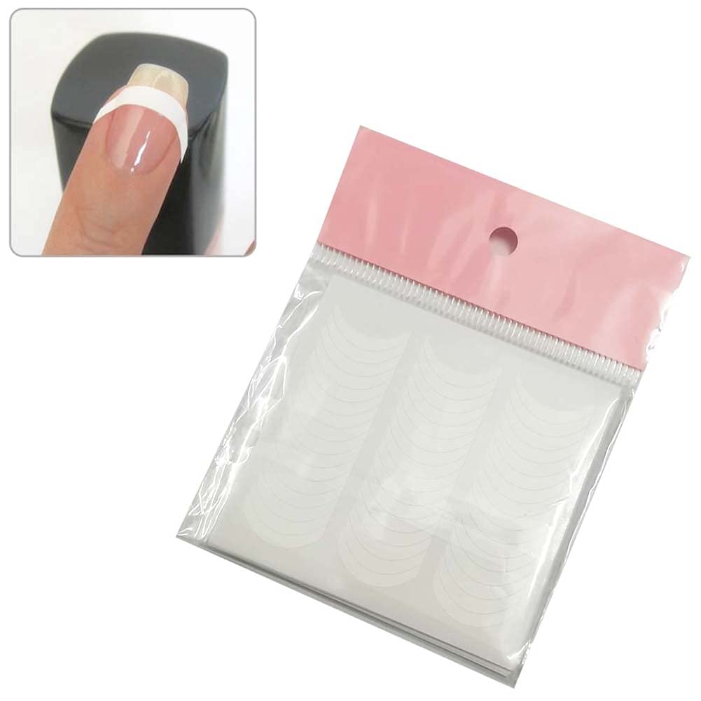 576 unids 12 hojas francesas pegatinas autoadhesivas plantillas manicura uñas guía de línea de sonrisa para mujeres niñas - diseño en forma de luna