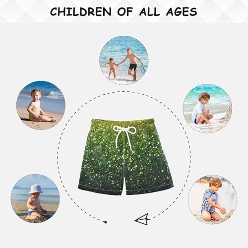 Pigsaly Boys Swim Trunks Olive Green Moss Green Gradient Flashing Gold Glitter Boys Board Shorts Swimsuit Swimwear S 5