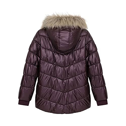 Image of Juicy Couture Girls Coat, Faux Fur Hooded Winter Jacket, Warm Padded Parka Hoodie, Kids Heavyweight Winter Coat