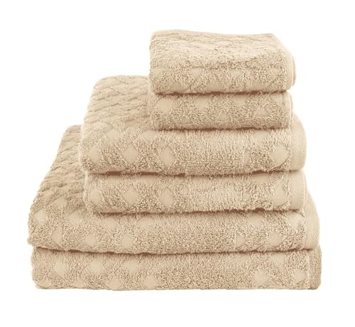 Mixibaby Handtuch 6er Set 2X Duschtuch 2X Handtuch 2X Gästetuch 100% Baumwolle Frottee, Farbe:Natur...