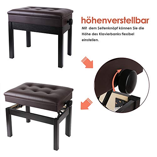 TOLEAD Tabouret Piano,Réglable en Cuir PU avec Rembourrage Imperméable Banquette Siège pour Piano-Marron (55 x 33 x 48… - Les Beatles, Paul McCartney, John Lennon, RIngo Starr, George Harrison TOLEAD Tabouret Piano,Réglable en Cuir PU avec Rembourrage Imperméable Banquette Siège pour Piano-Marron (55 x 33 x 48… – Image 5