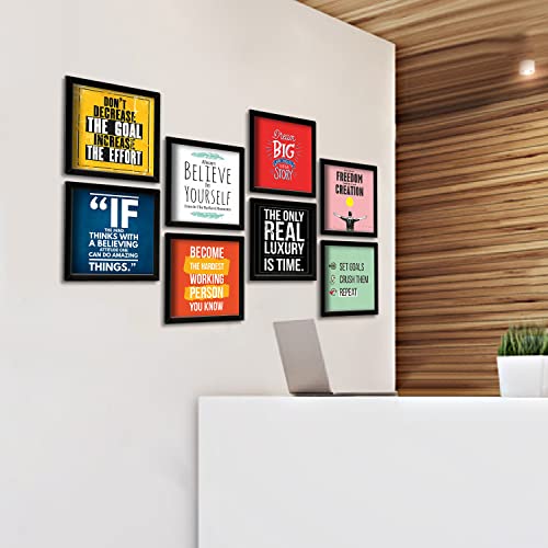 Upgrade Your Office Decor with PAPER PLANE DESIGN Framed Posters - Set of 8 (10x10") - Perfect Wall Accent (A)